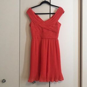 Orange knee length dress, off shoulder